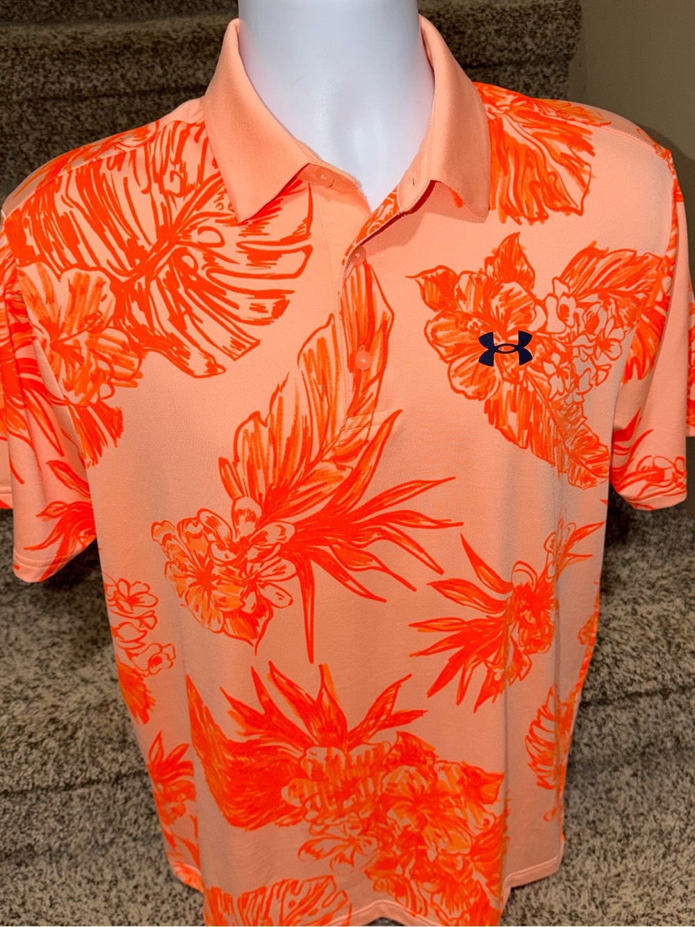 Bright *UNDER ARMOUR Playoff Polo* Hawaiian floral casual golf ⛳️ polo shirt - M